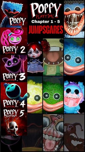 😱 Poppy Playtime Chapter 1-5 ALL JUMPSCARES 💀👻 #shorts