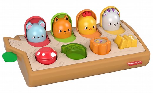 Fisher-Price Hide & Peek Pop-Up Animal-Themed Baby Sensory Activity Toy with Wood & Sounds