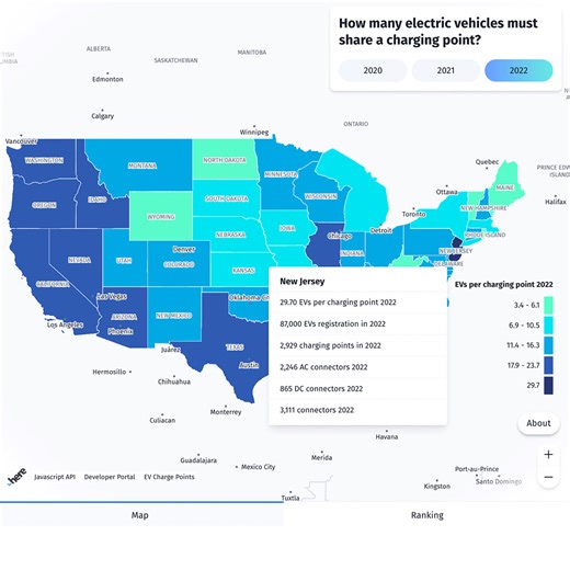 Can the U.S. meet charging infrastructure targets for EVs? Our EV Index, made in partnership with SBD Automotive, reveals stark differences in infrastructure across states, indicating there's still work to be done. Read the full story: https://t.her.is/3RHMaE7 #EVs #chargepoints | HERE Technologies | Facebook
