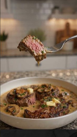 Garlic Butter Steak with Mushroom Sauce