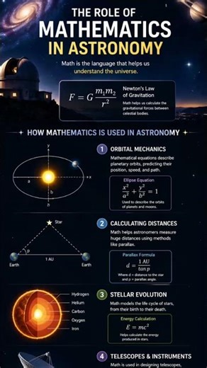 🌌Math helps us understand stars, planets & the universe ✨From orbits to space displacement.........