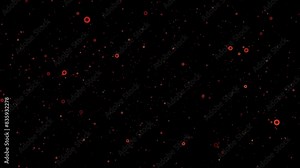 Loop particle animation with bokeh on black background. Bokeh white shiny colored particles.