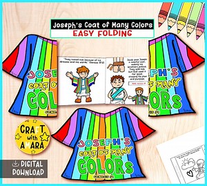Joseph's Coat of Many Colors Easy Coloring Folding Surprise Bible Craft: Bible Lesson, Christian Church Activity Sunday School Old Testament - Etsy
