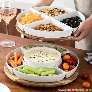 Creative grid ceramic fruit tray, high-quality porcelain clay,...