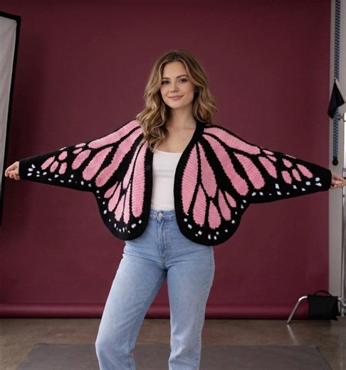 Monarch Butterfly Wing Crochet Cardigan Pattern | Oversized Sweater DIY (PDF Download) - Etsy