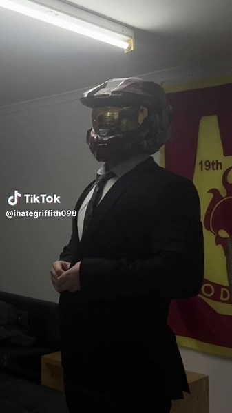 The suit #fyp #tattoos #halo #maskedmen #helmet #cosplayer #mask #suit #men