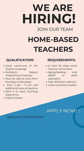 BE PART OF OUR FAMILY H I R I N G! Home-based ESL teachers...