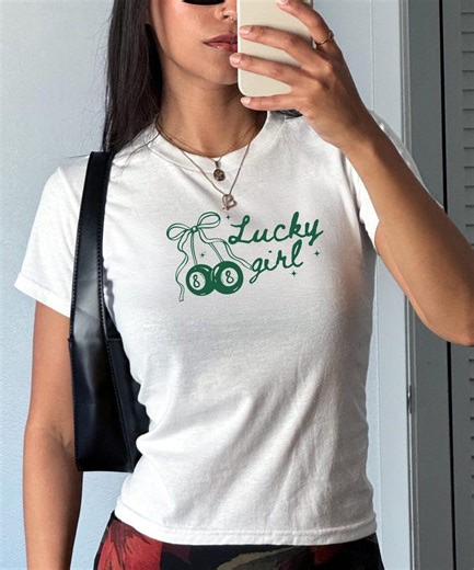St Patricks Day Baby Tee 8 Ball Tshirt Y2k Baby Tee Green 90s Style Tee Retro Lucky Girl Shirt St Paddys Drinking Shirt Pool Ball Baby Tee - Etsy