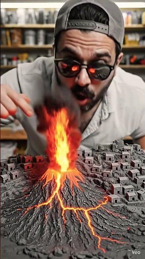 Volcano model erupting using a chemical reaction#scienceexperiment