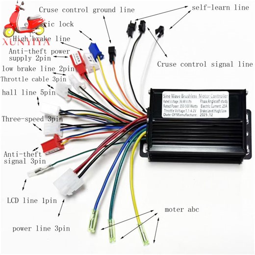 36V/48V 300W/500W 25A Sine Wave Brushless Motor Controller, Tri-mode Sine Wave, for ebike electric bicycles and motorcycles. | Lazada PH