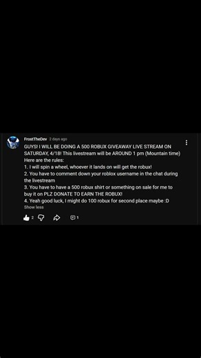 500 ROBUX GIVEAWAY!
