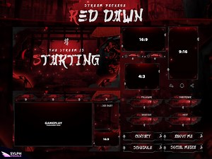 Red Dawn - Twitch Overlay - Animated Alerts - Animated Screens - Red Overlay - Stream Pack - Ninja - Dark Red - Abstract - Anime - Japanese - Etsy Australia