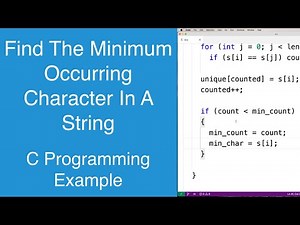 Find The Minimum Occurring Character In A String | C Programming Example