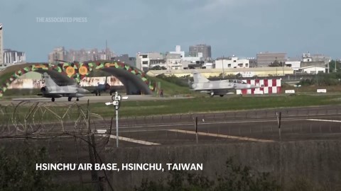 Military jets take off from Taiwan air base after Chinese forces seen near island