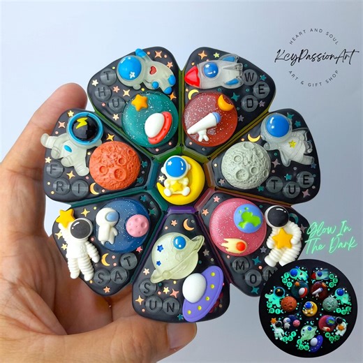 Personalized Weekly Pill Box - Hand Decorated Astronaut Pill Organizer - Etsy