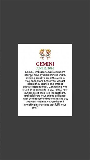 Gemini Horoscope | June 13, 2026 | #astrology #horoscope #zodiac #gemini