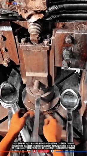 Deep Drawing Press Machine: High Precision Stainless Spoon Forming #tech