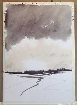 Ink and coffee landscape painting #art #painting #ink