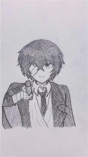 撃つ側だと思った？ざーんねん！はずれ〜笑 好きな絵師様が鉛筆描きしてたので鉛筆で描いてみました、影響うけがち#文豪ストレイドッグス #文スト #文スト太宰治