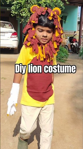 diy lion costume with piece of cloth|lion mane with cloth#lion#lioncostume#fancydress