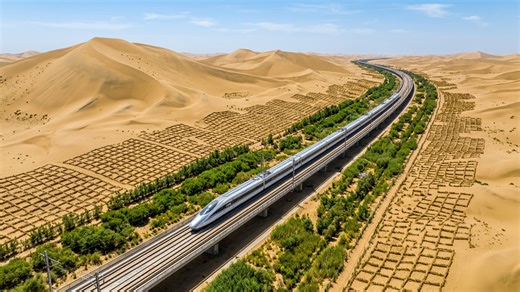How China engineered a 2,700 km railway loop around the world's most dangerous shifting sand desert