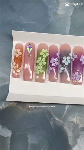 Spring Press-On Nails 🌸 | Soft Ombre + 3D Flower Nail Set