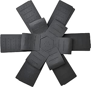 Pot & Pan Protectors, 3-Piece Silicone Cookware Protector Pad, Stacking Pan Protector. It Has a Unique Opening and Fixing Design That Can be Used to Protect and Separate Pots and Pans-Black