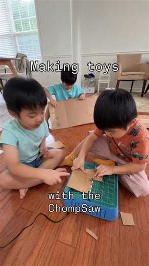 Jin Kim on Instagram: "How fun is this kid-safe cardboard cutting tool?! We’ve been using the ChompSaw to come up with the most creative things for playtime. Definitely a super handy tool we’ll keep using for a long time, so stay tuned to see what we make next 👀 Check the link in our bio to get 10% off your own ChompSaw and use our code JINKIM10. Thanks @itschompshop for sending these our way! #gifted"