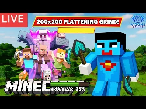 THE BIGGEST GRIND! 200x200 Area Flattening in Minecraft Survival ⛏️ #shorts #live