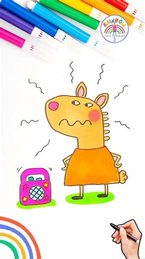 Peppa Pig Simple Drawing Tutorial | Draw Peppa Pig Friend Angry 🌈🐽 #peppapig #short #friend #angry