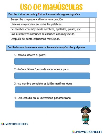 Uso de la mayúscula y el punto exercise