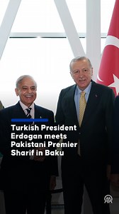 🇹🇷 | 🇵🇰 Turkish President Recep Tayyip Erdogan met with Pakistani Prime Minister Shehbaz Sharif in Baku to discuss regional and global issues Erdogan is in Azerbaijan to attend Victory Day ceremony and took part in military parade earlier in the day http://v.aa.com.tr/3738611 | Anadolu Agency