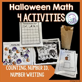 Kindergarten Halloween Math Hands-On Games and Math Centers - No Prep!