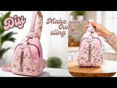 How to Sew Zipper Sling Bag Tutorial from Fabric | Easy Sewing Project for Beginners | Crossbody Bag