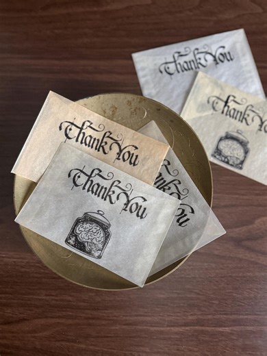 Hand Stamped Thank You Glassine Envelopes | Unique | One of a Kind | Stationary | Vintage Ephemera | Mixed Media | Junk Journaling | Gift | - Etsy
