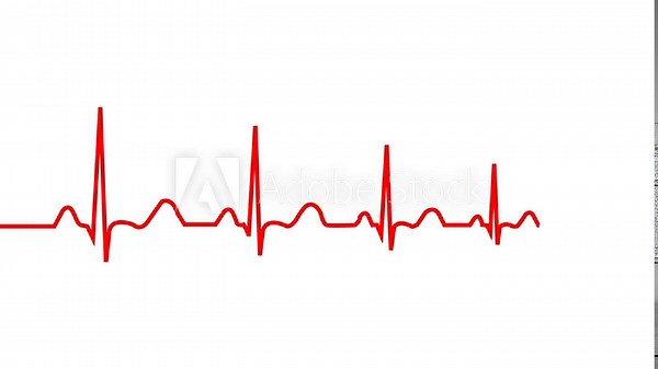 Heartbeat rate animation. Pulse footage. Heart beat video in 4k, 60 fps. Pulsing beat animation. Cardio wave monitor. EKG chart. animation Single solid line art cardiogram anatomical human heart