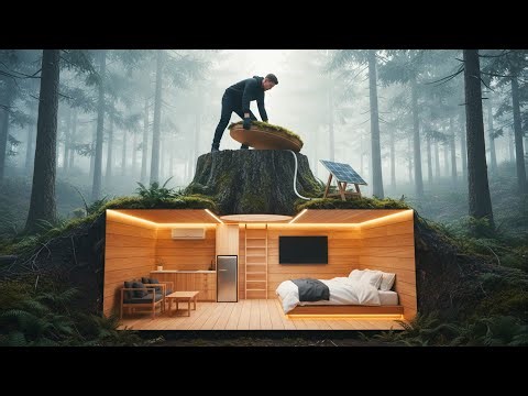 Building a house in the forest (ASMR) – 100 Days to Build a Tiny Room under a Giant Tree