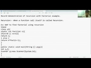 Recursion with factorial example.