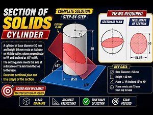 Projection of Sectioned Solids – 5 | Engineering Graphics Made Easy (CAD Method)