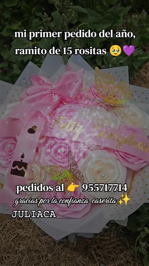 ramito de 15 rositas, Gracias por la confianza caserita 😌💜 #detallesysorpresascasparin #emprendimientodesdecasaarmy💜 #juliacaperu🇵🇪tiktok🥀🥂😊 #tiktokf