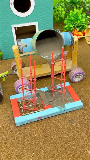 Mini Cement Pillar Making Machine 😱 DIY Tractor Lab Concrete Experiment #Shorts