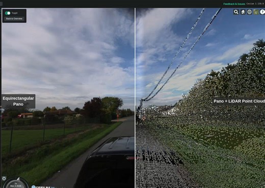 Split Screen: Panoramic and Point Cloud