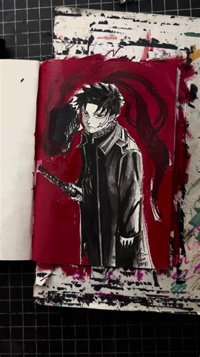 Kagurabachi Drawing Timelapse with Red Background