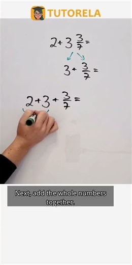 Adding Whole Numbers and Mixed Numbers: 2 + 3⅓ #Math #MixedFractions