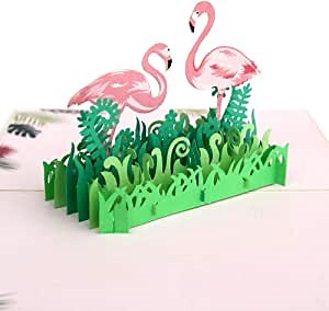 Flamingo 3D Pop up Greeting Card,3D Greeting Cards, Thank You, Happy Birthday, Mother's Day Cards,All Occasion, With Envelope