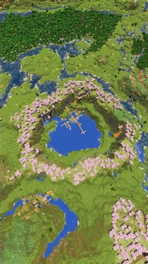 Minecraft Cherry Grove Circle Seed With A Lake Village!