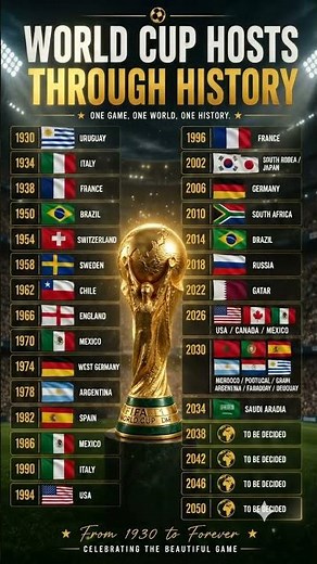 🏆 Every FIFA World Cup Host Nation (1930–2034) 🌍 | Complete History & Timeline #worldcup
