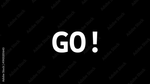 Animation of 3 2 1 countdown let's go text animation on black background. Three ,two, One, lets go! animation.