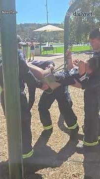 11-year-old girl stuck in baby swing rescued by firefighters at park.