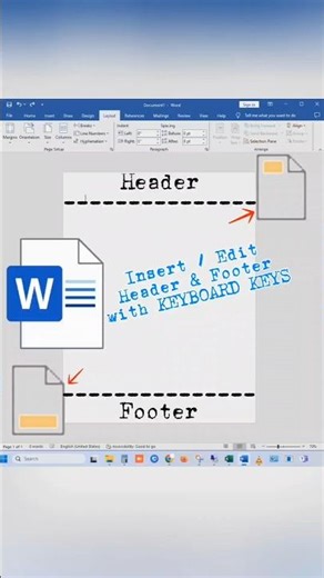 Insert or Edit Header & Footer with Keyboard Keys in MS WORD. #mswordshortcuts